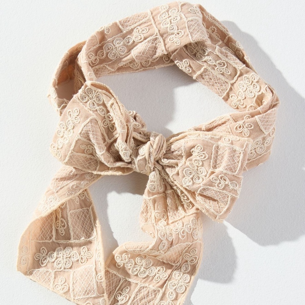 Anthropologie Lace Bow Hair Band Scarf